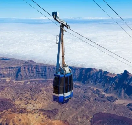 Teleférico del Teide durante un descenso desde la montaña 