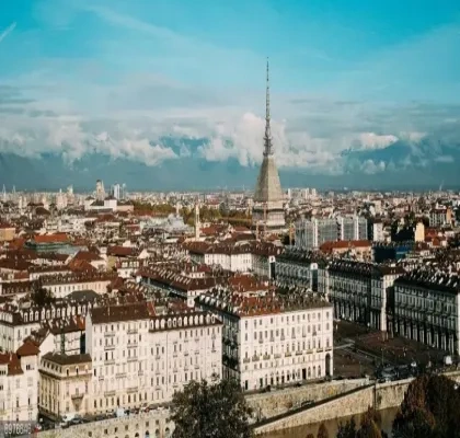 Ciudad de Turin vista desde un helicóptero