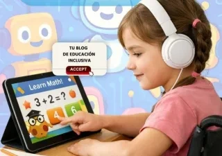 Una niña interactúa con su tableta para aprender matemáticas