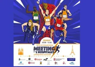 Cartel del 18º Meeting Internacional de Atletismo Paralímpico de L’Hospitalet, con los cinco medallistas paralímpicos representados en el mismo