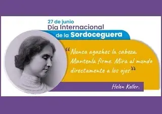 Banner del Día Internacional de la Sordoceguera en homenaje al nacimiento de Helen Keller (Fuente: Ministerio de Educación Pública del Gobierno de Costa Rica)