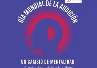 Banner del Día Mundial de la Audición con la campaña "Cambiemos la Mentalidad sobre la Pérdida Auditiva" (Fuente: Federación AICE)