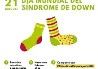 Banner de la celebración del Día Mundial del Síndrome de Down de Down Madrid y la campaña ‘Calcetines Desparejados’