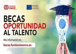 Banner de la convocatoria de becas ‘Oportunidad al Talento’, en la que aparece la web donde puede obtenerse toda la información