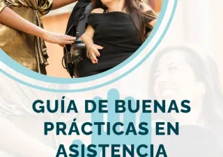 portada de la guía con el titulo una foto de una asistente personal y una persona en silla de ruedas