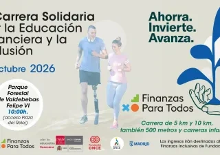 Cartel de la X Carrera Solidaria por la Educación Financiera con el lema 'Ahorra, invierte, avanza'