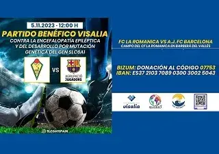 Cartel del partido benéfico entre el CF La Románica y el AJ FC Barcelona, a favor de asociaciones que ayudan a afectados por enfermedades raras