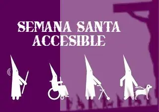 Banner de la Semana Santa accesible, con nazarenos representando a todos los colectivos de camino a la cruz