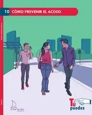 Publicación del libro Como prevenir el acoso y el dibujo de 3 estudiantes caminando por la calle